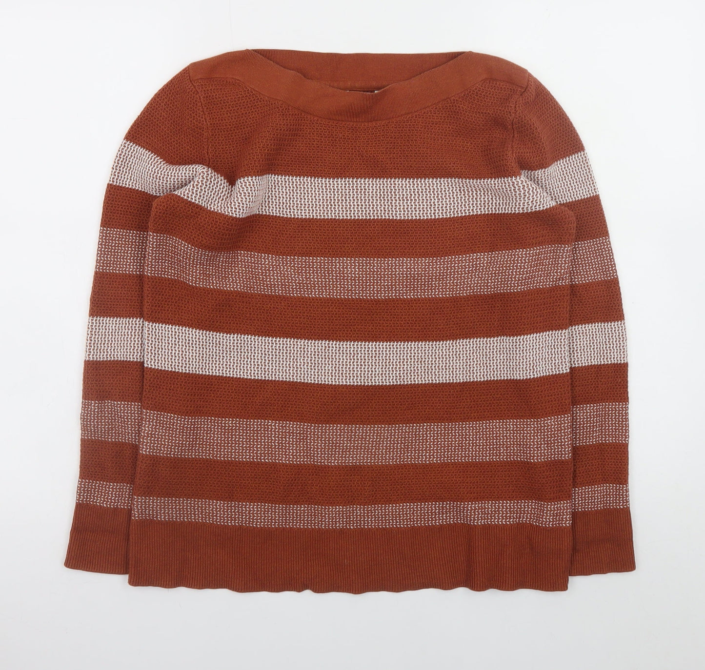 Market & Spruce Women's Brown Striped Knit Pullover Jumper Size L