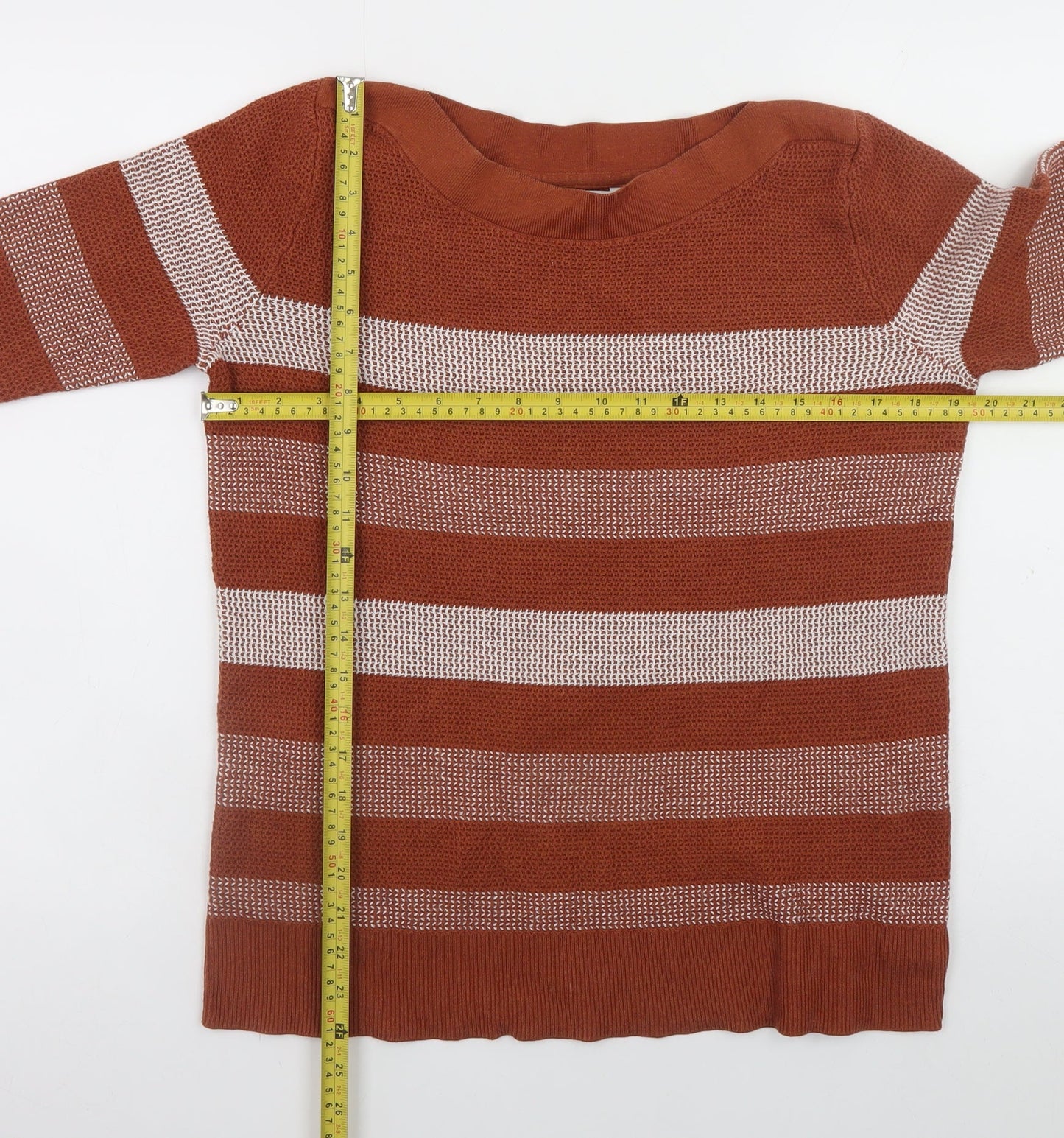 Market & Spruce Women's Brown Striped Knit Pullover Jumper Size L