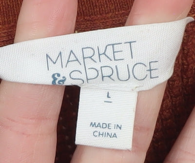 Market & Spruce Women's Brown Striped Knit Pullover Jumper Size L