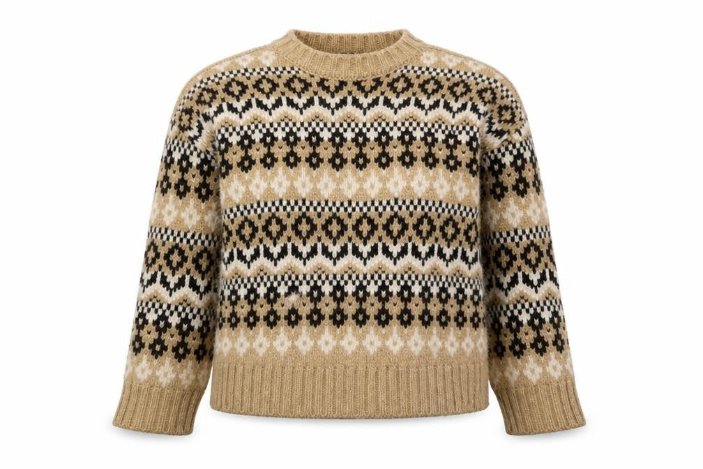 Marks and Spencer Women's Beige Fair Isle Knit Jumper Small