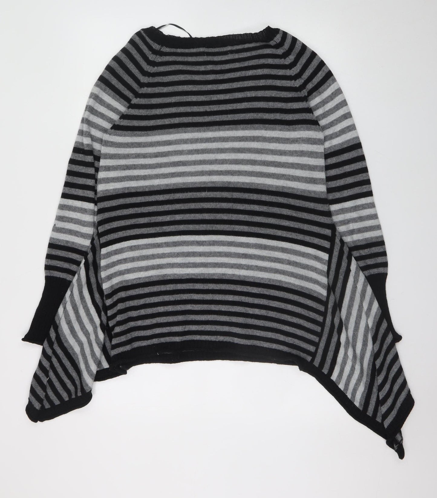 FEMME Women’s Grey Striped Tunic Jumper L Relaxed Fit Knit