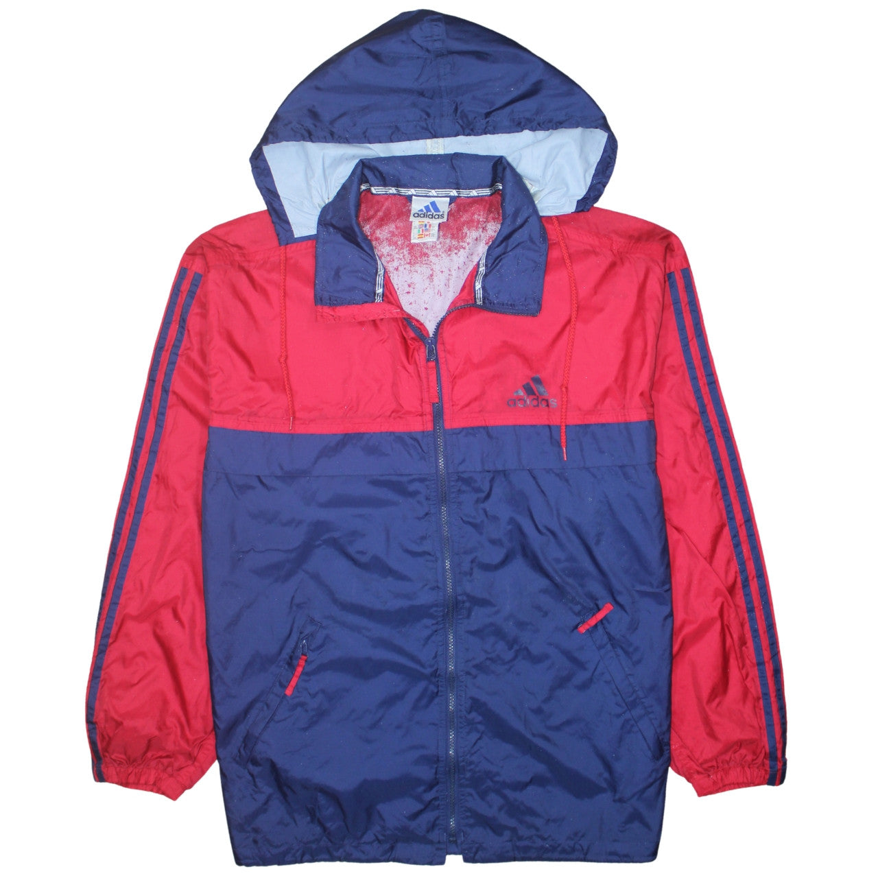 Adidas Men’s Red Blue Windbreaker Jacket M Hooded Retro Sportswear