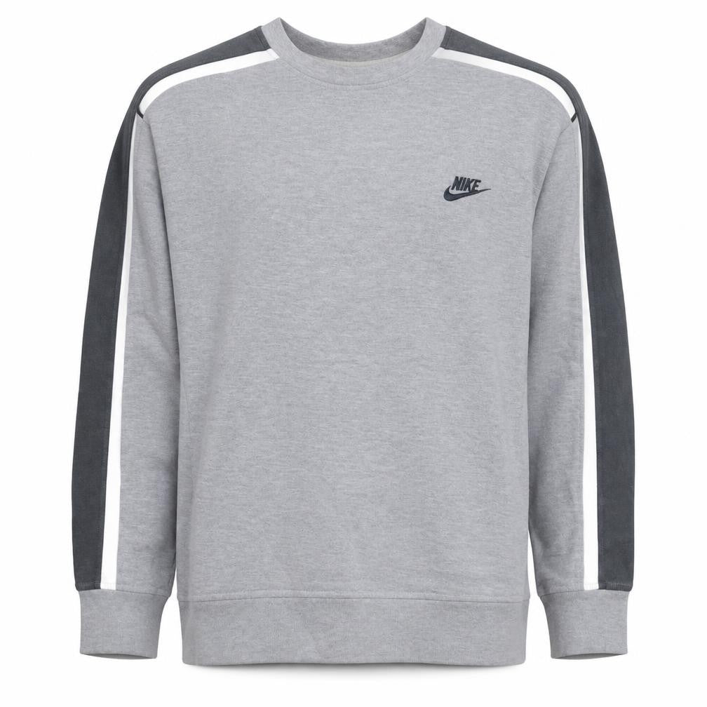 Nike Mens Grey Crew Neck Sweatshirt L Embroidered Logo Classic Style
