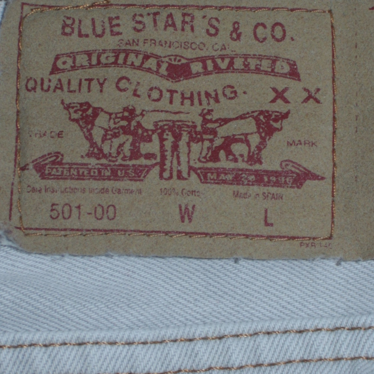 Blue Star Men’s Light Blue Straight Denim Jeans 38in Regular Fit Vintage