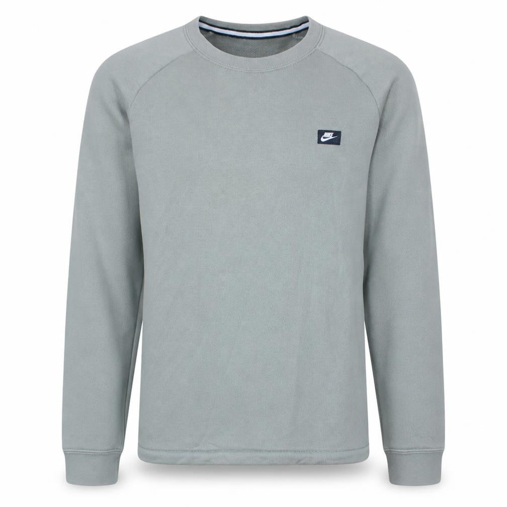 Nike Mens Grey Small Pullover Sweatshirt Crew Neck Logo Regular Fit