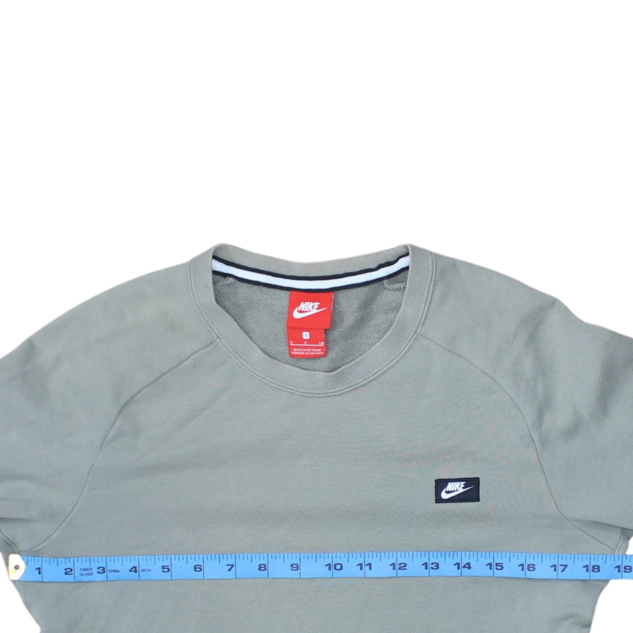 Nike Mens Grey Small Pullover Sweatshirt Crew Neck Logo Regular Fit