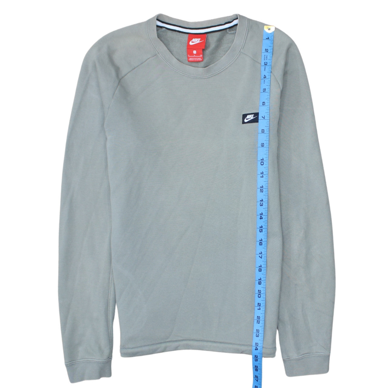 Nike Mens Grey Small Pullover Sweatshirt Crew Neck Logo Regular Fit