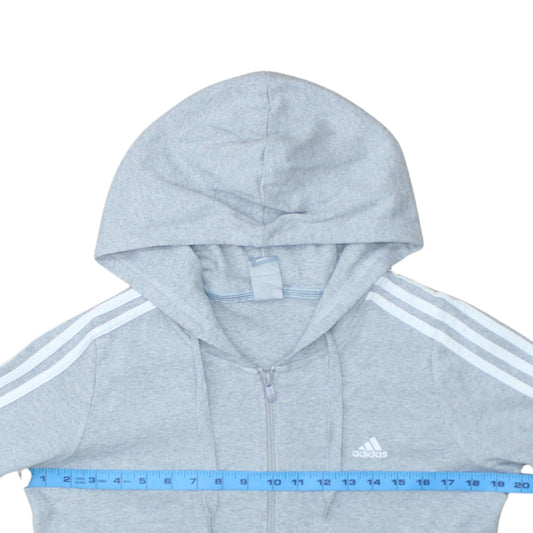 Adidas Women’s Grey Full Zip Hoodie Size 12 Lined Hooded Sweatshirt