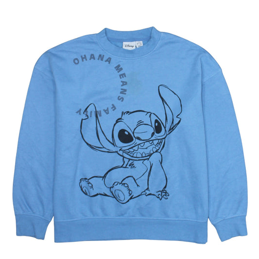 Disney Women’s Blue Stitch Sweatshirt UK 12/14 Crew Neck Pullover