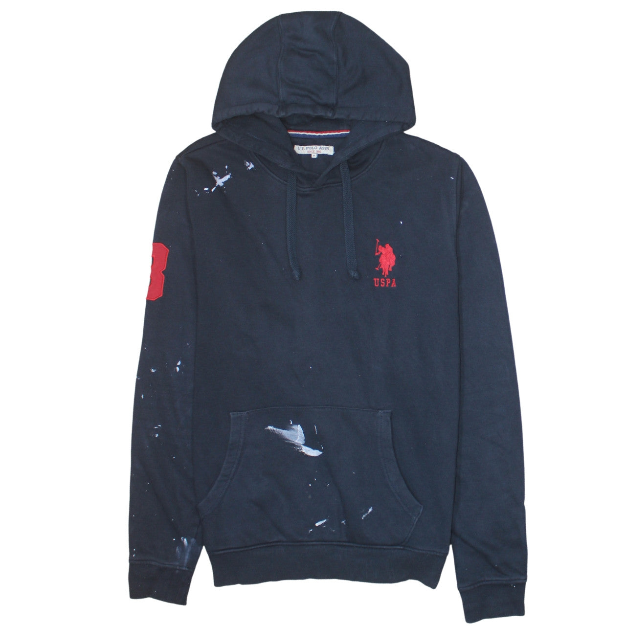 U.S. Polo Assn. Men's Navy Blue Hoodie M Pullover Logo Cotton Blend