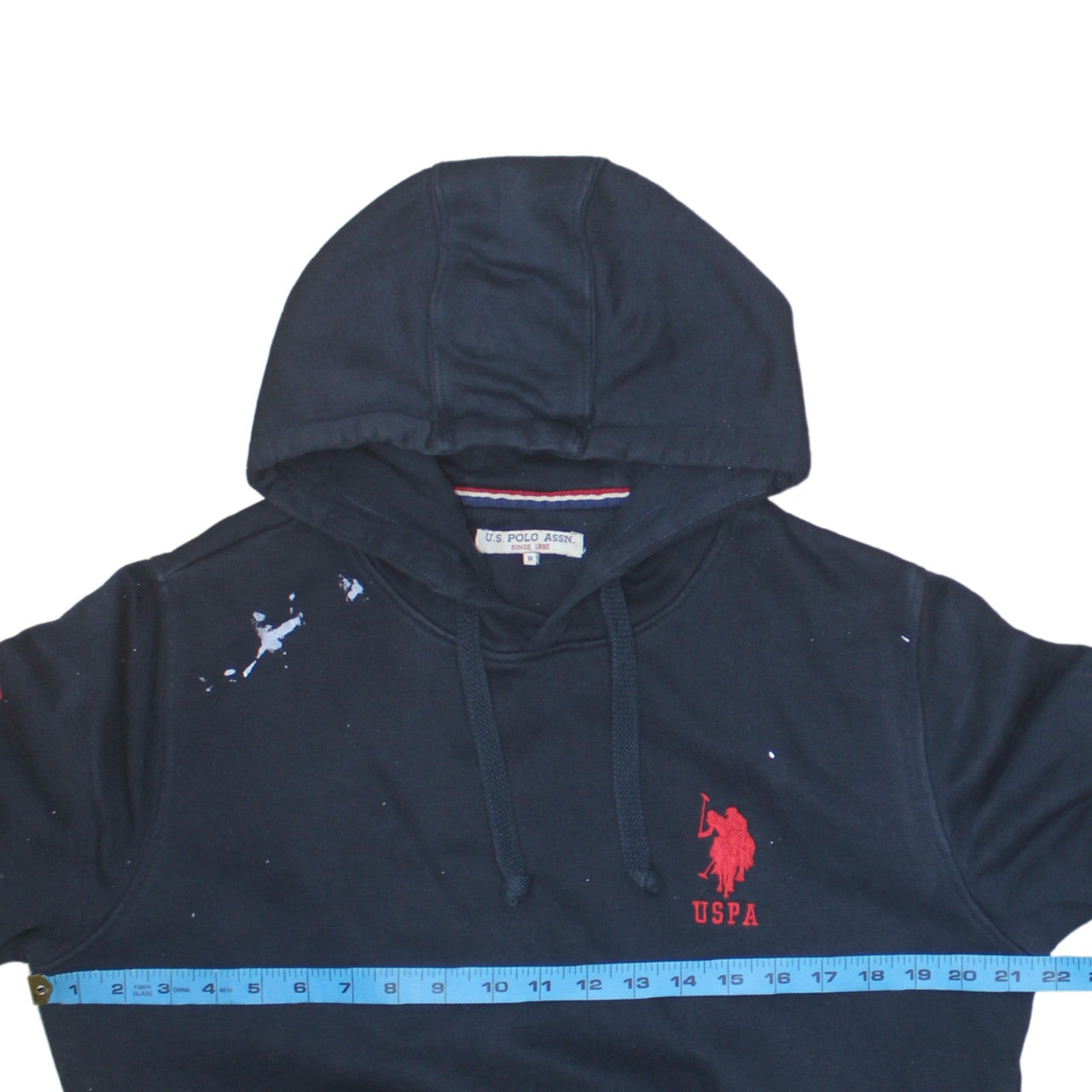 U.S. Polo Assn. Men's Navy Blue Hoodie M Pullover Logo Cotton Blend