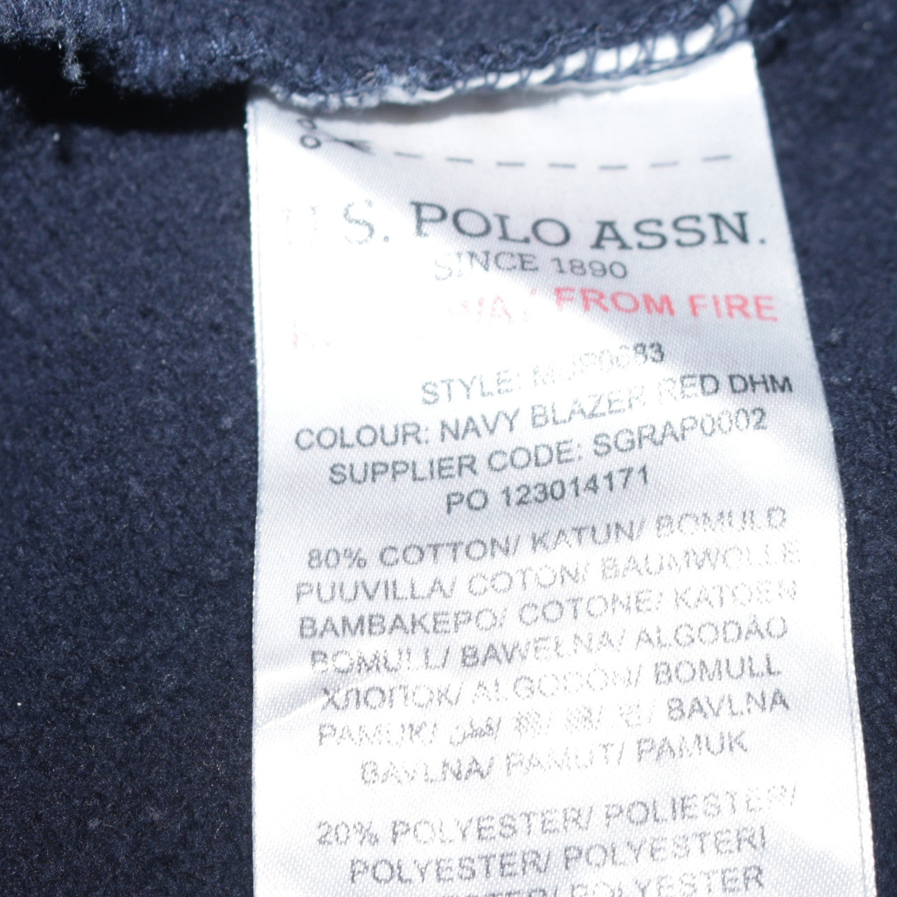 U.S. Polo Assn. Men's Navy Blue Hoodie M Pullover Logo Cotton Blend