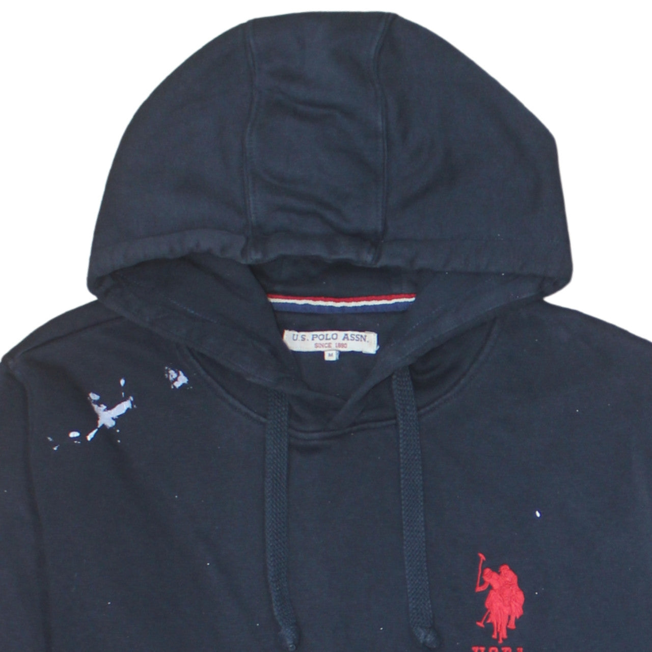 U.S. Polo Assn. Men's Navy Blue Hoodie M Pullover Logo Cotton Blend