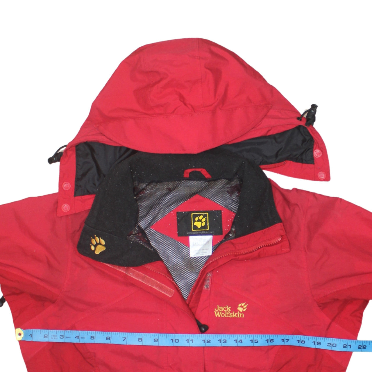 Jack Wolfskin Women Red Waterproof Hooded Rain Jacket Size 14