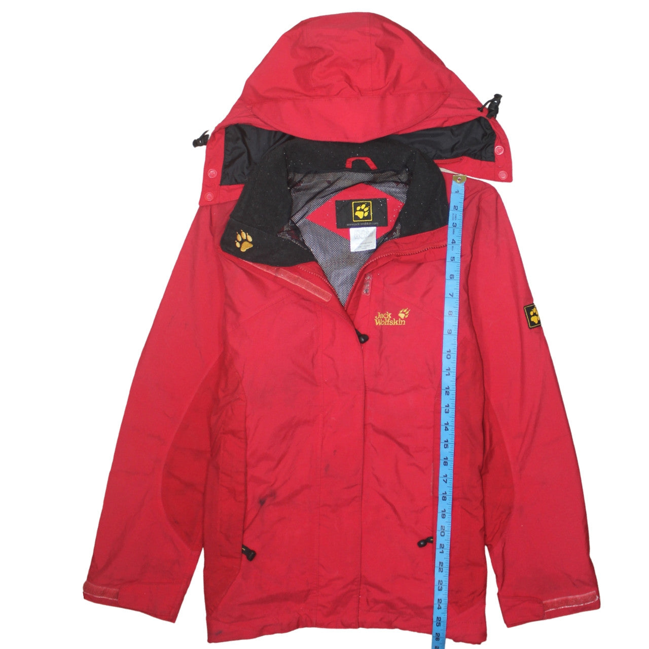 Jack Wolfskin Women Red Waterproof Hooded Rain Jacket Size 14