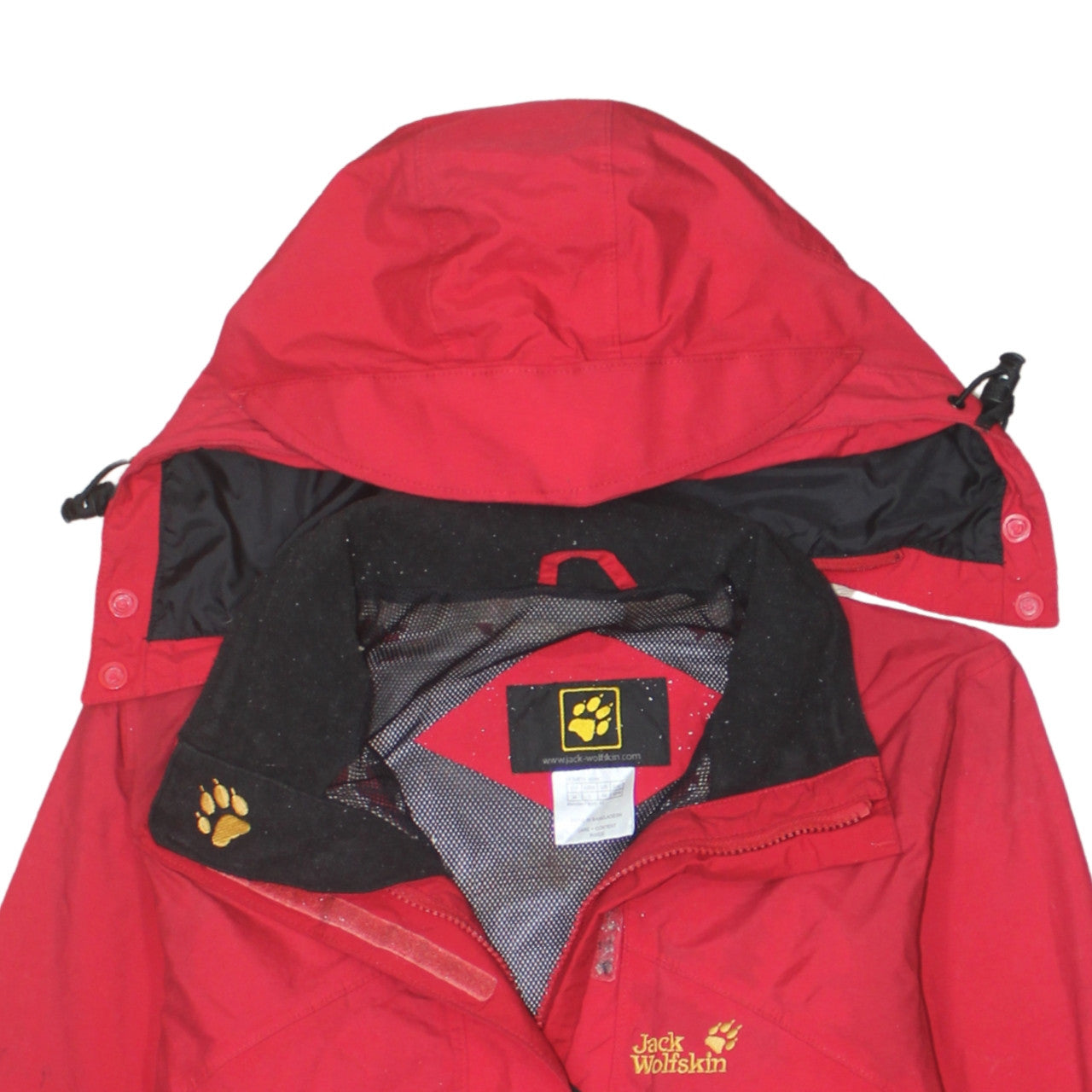 Jack Wolfskin Women Red Waterproof Hooded Rain Jacket Size 14