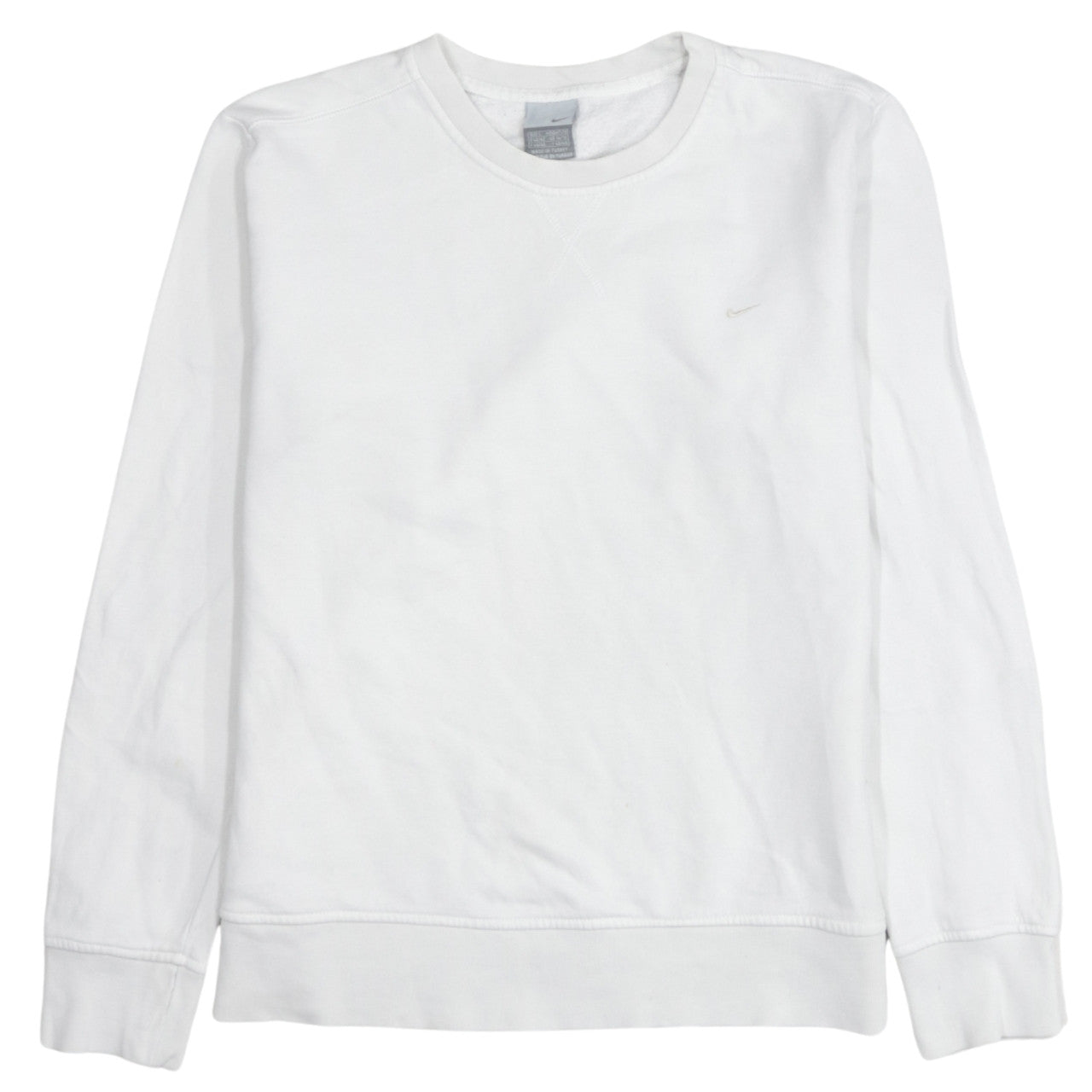 Nike Women White L Sweatshirt Classic Crew Neck Pullover