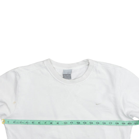 Nike Women White L Sweatshirt Classic Crew Neck Pullover