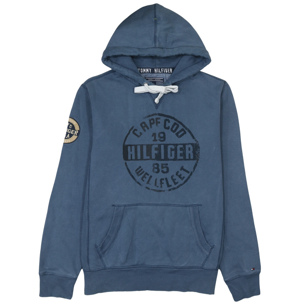 Tommy Hilfiger Men's Blue Pullover Hoodie L Vintage Fit Logo