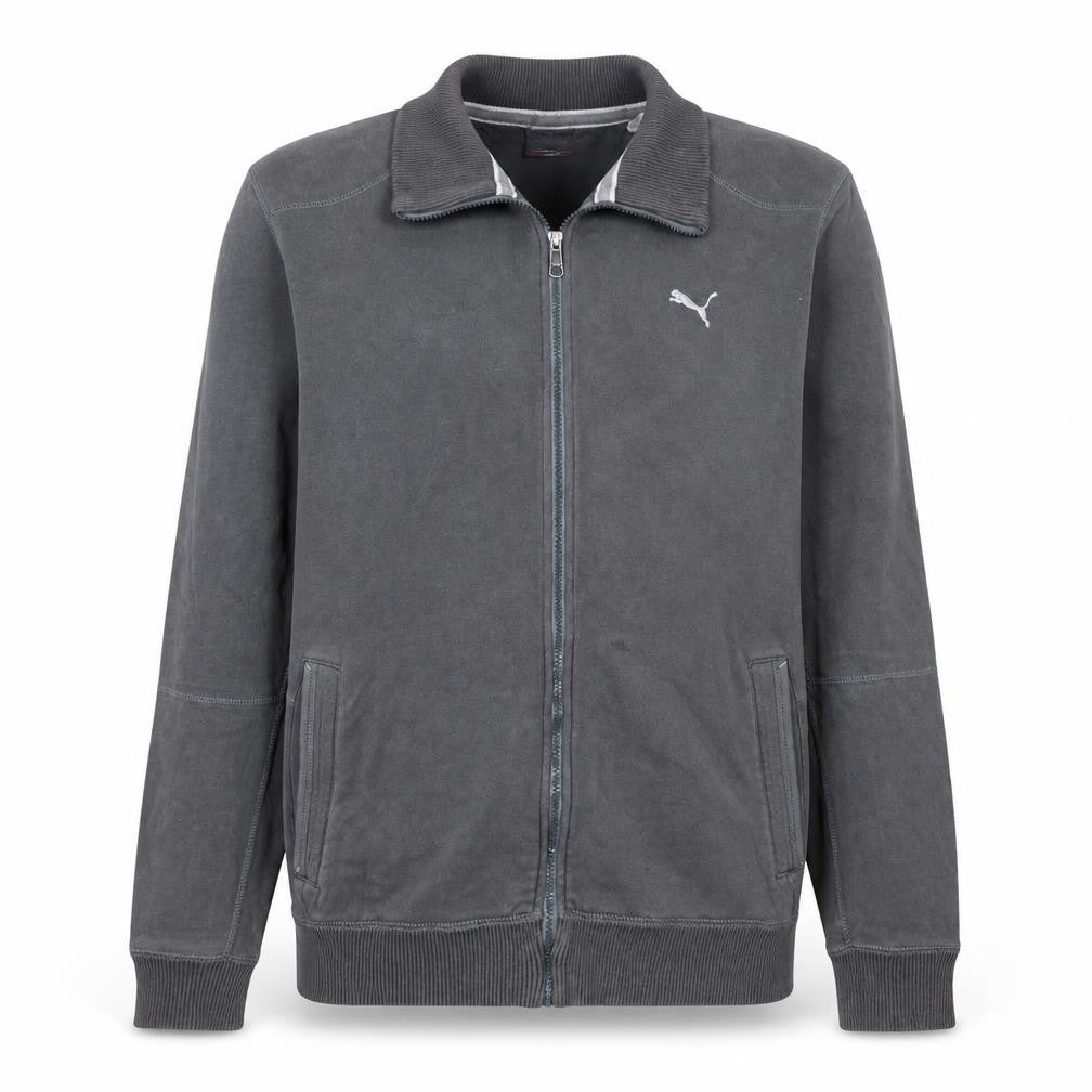 Front view of Puma Men's Grey XL Track Jacket Full Zip Cotton Blend
