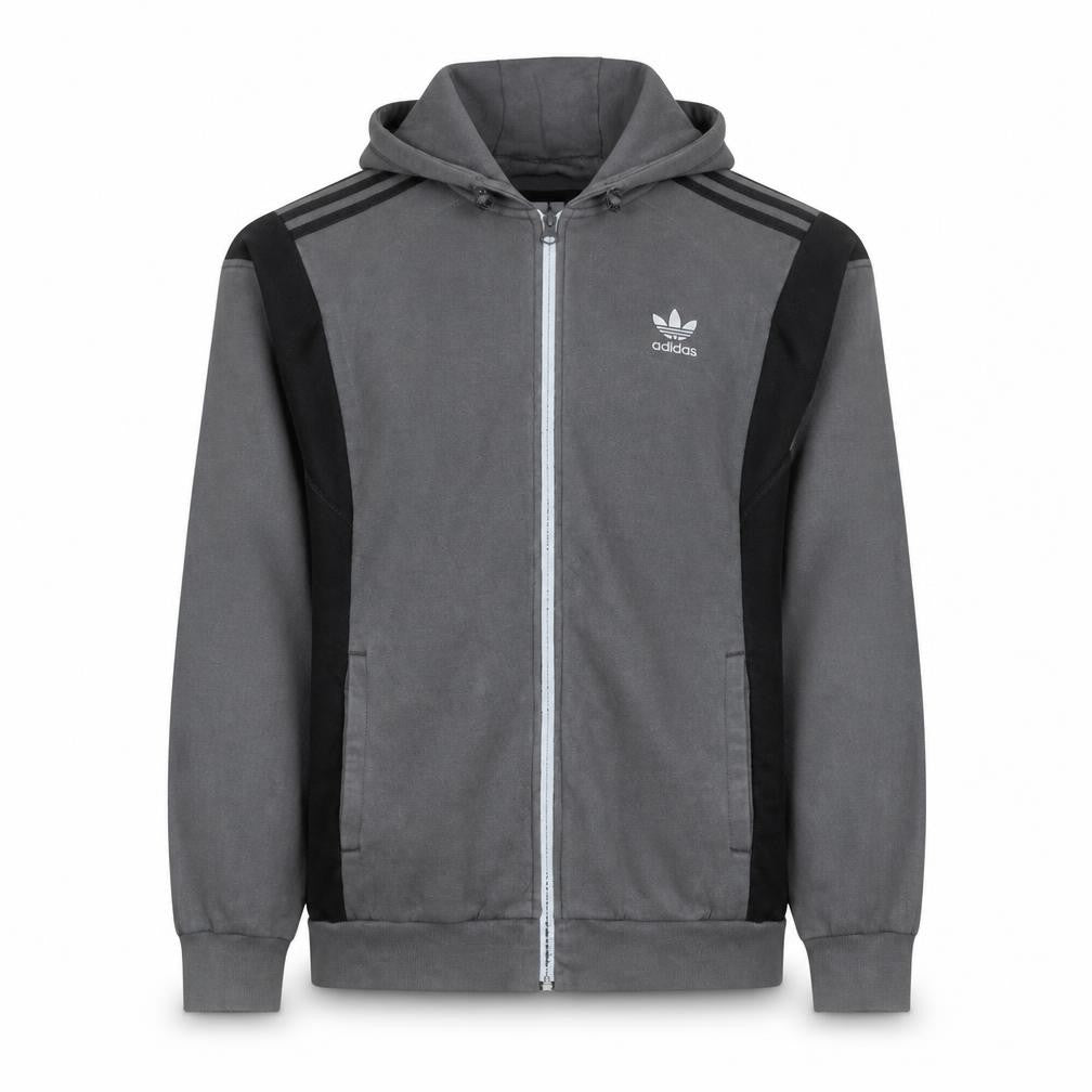 Adidas Men's Grey Full Zip Hoodie Size M Sports Fleece Sweatshirt