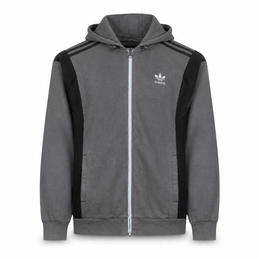 Adidas Men's Grey Full Zip Hoodie Size M Sports Fleece Sweatshirt