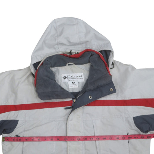 Columbia Men's Grey Red Hooded Parka Winter Jacket Size M