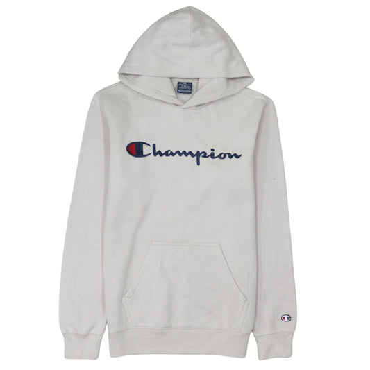 Champion Men's Beige Small Pullover Hoodie Logo Sweatshirt