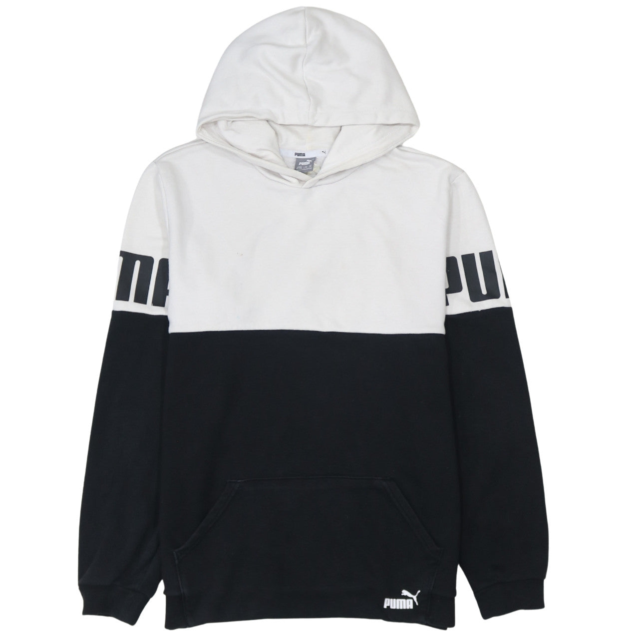 Puma Boys Black & White Pullover Hoodie Sweatshirt Size 15-16 Years