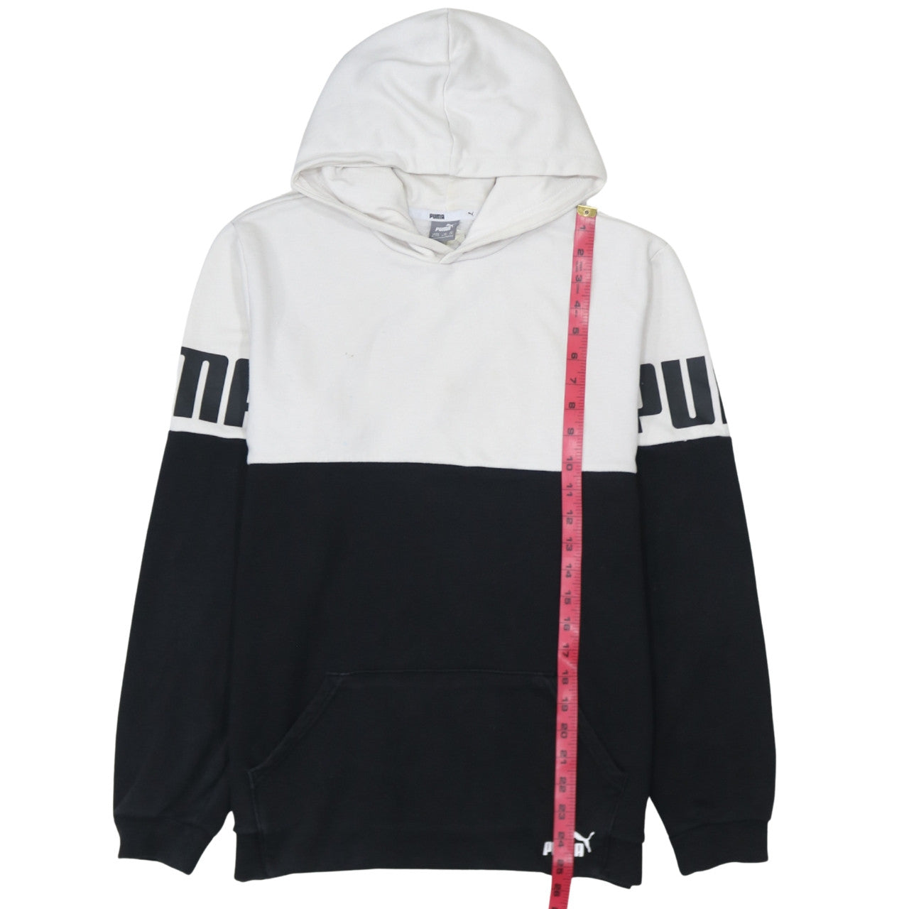Puma Boys Black & White Pullover Hoodie Sweatshirt Size 15-16 Years