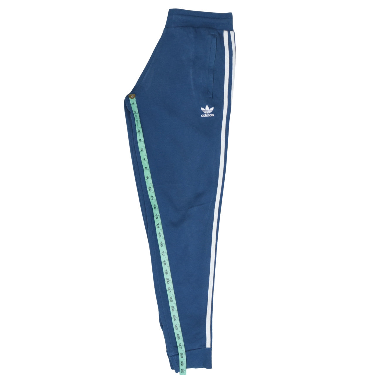 adidas Men Blue Track Pants S Tapered Side Stripe Activewear