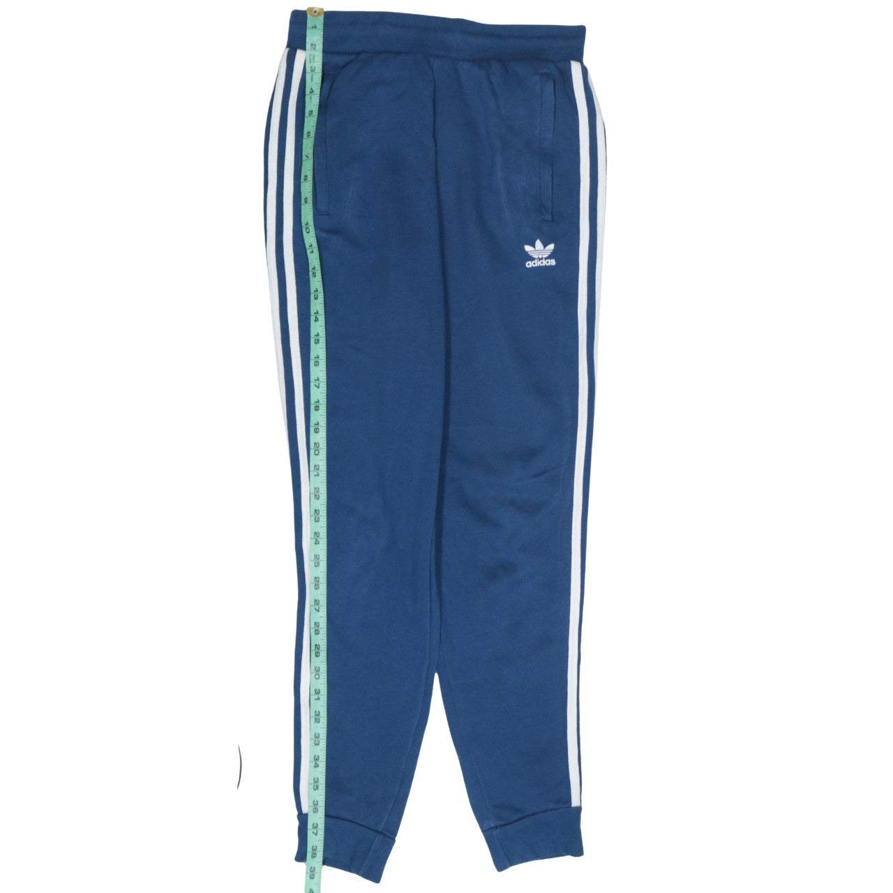 adidas Men Blue Track Pants S Tapered Side Stripe Activewear