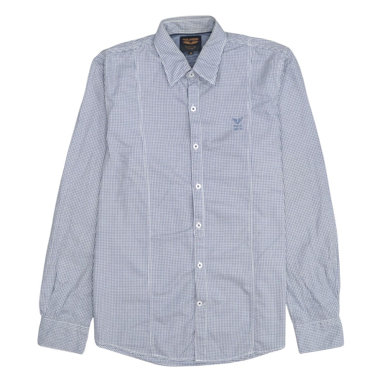 PME Legend Men's Blue Check Long Sleeve Button-Up Shirt M