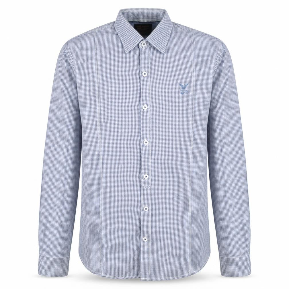 PME Legend Men's Blue Check Long Sleeve Button-Up Shirt M