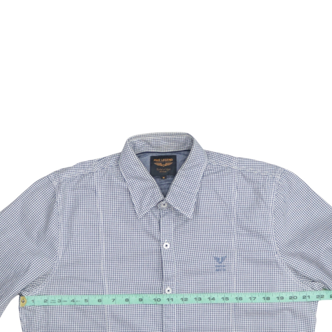 PME Legend Men's Blue Check Long Sleeve Button-Up Shirt M