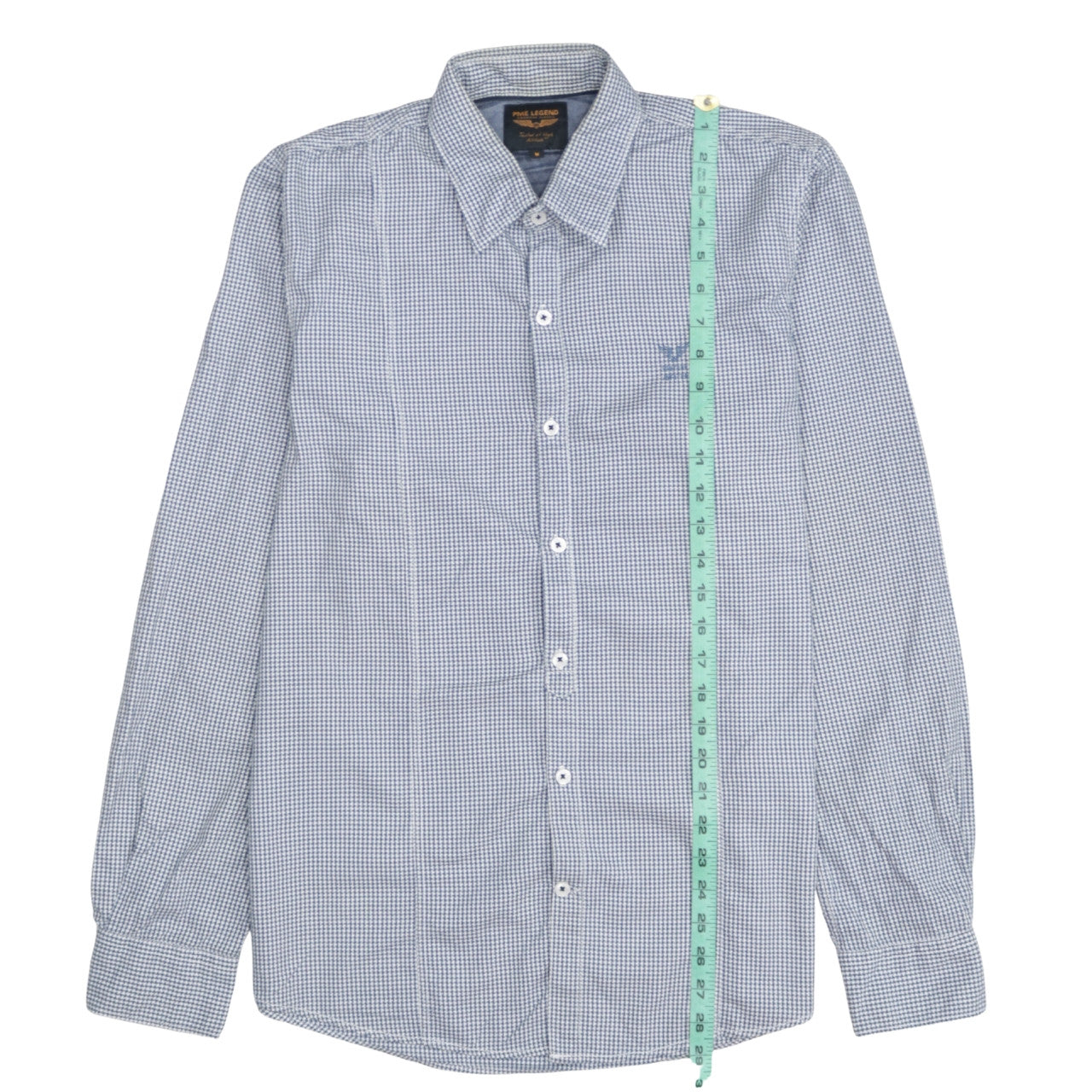 PME Legend Men's Blue Check Long Sleeve Button-Up Shirt M