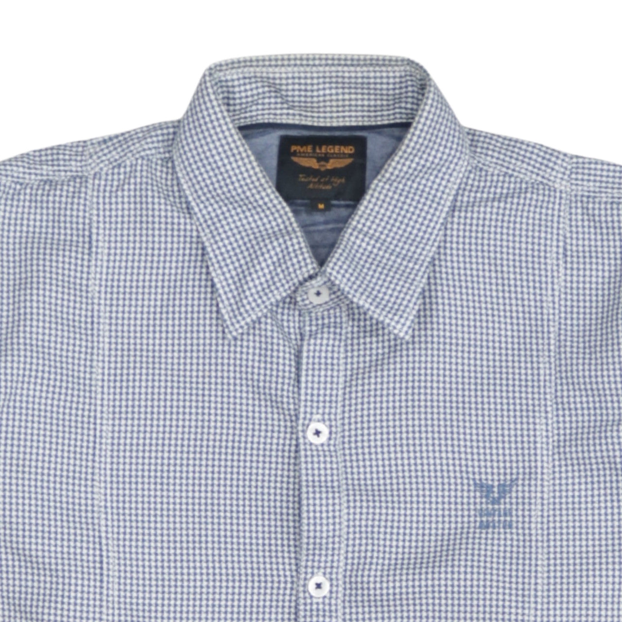 PME Legend Men's Blue Check Long Sleeve Button-Up Shirt M