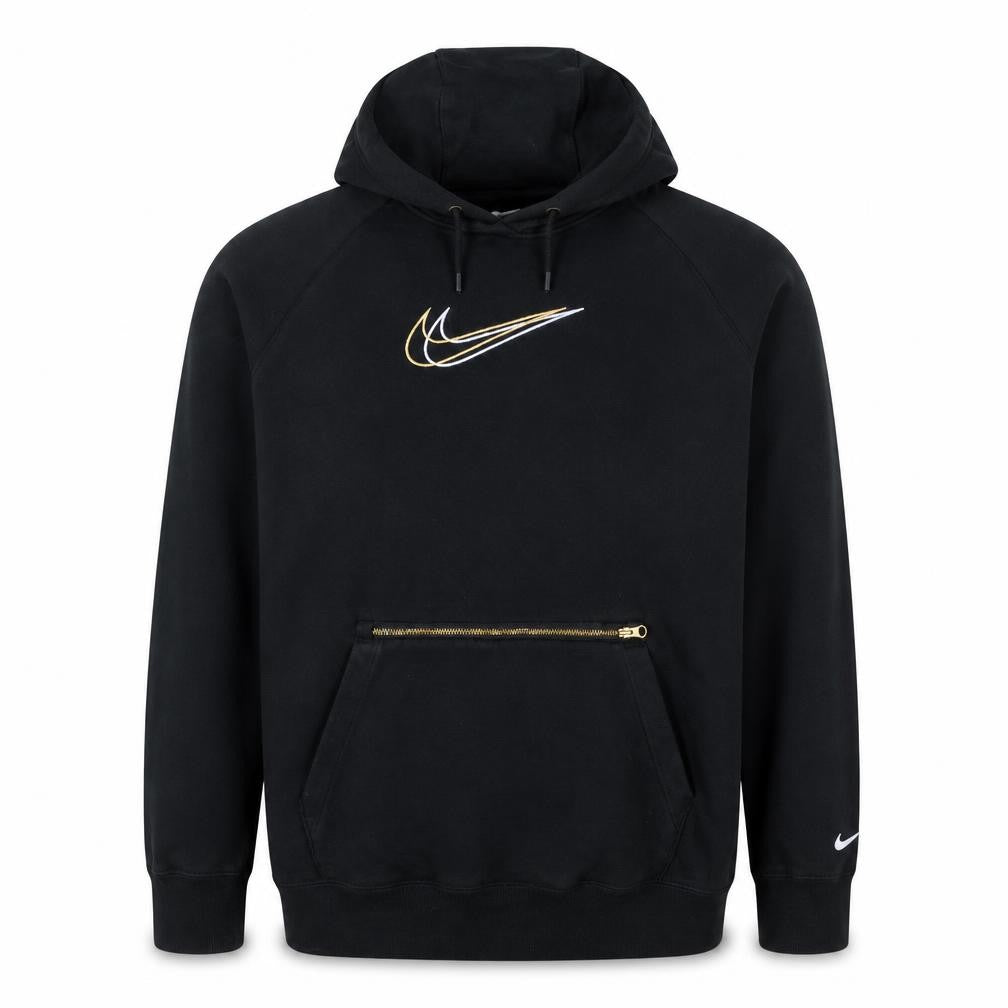 Nike Men's Black Oversized Pullover Hoodie Small Logo Zip Pocket