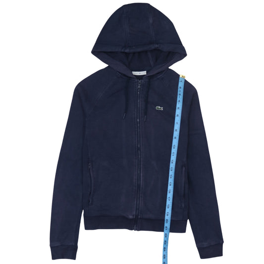 Lacoste Sport Women's Navy Full Zip Hoodie Size 6 Cotton Blend