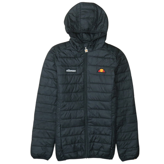 Ellesse Women Black Hooded Puffer Jacket M Quilted Lightweight