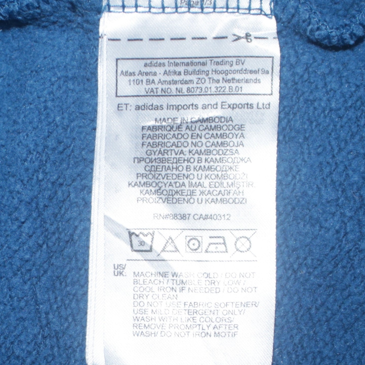 Adidas Men's Blue Crew Neck Pullover Sweatshirt Size M