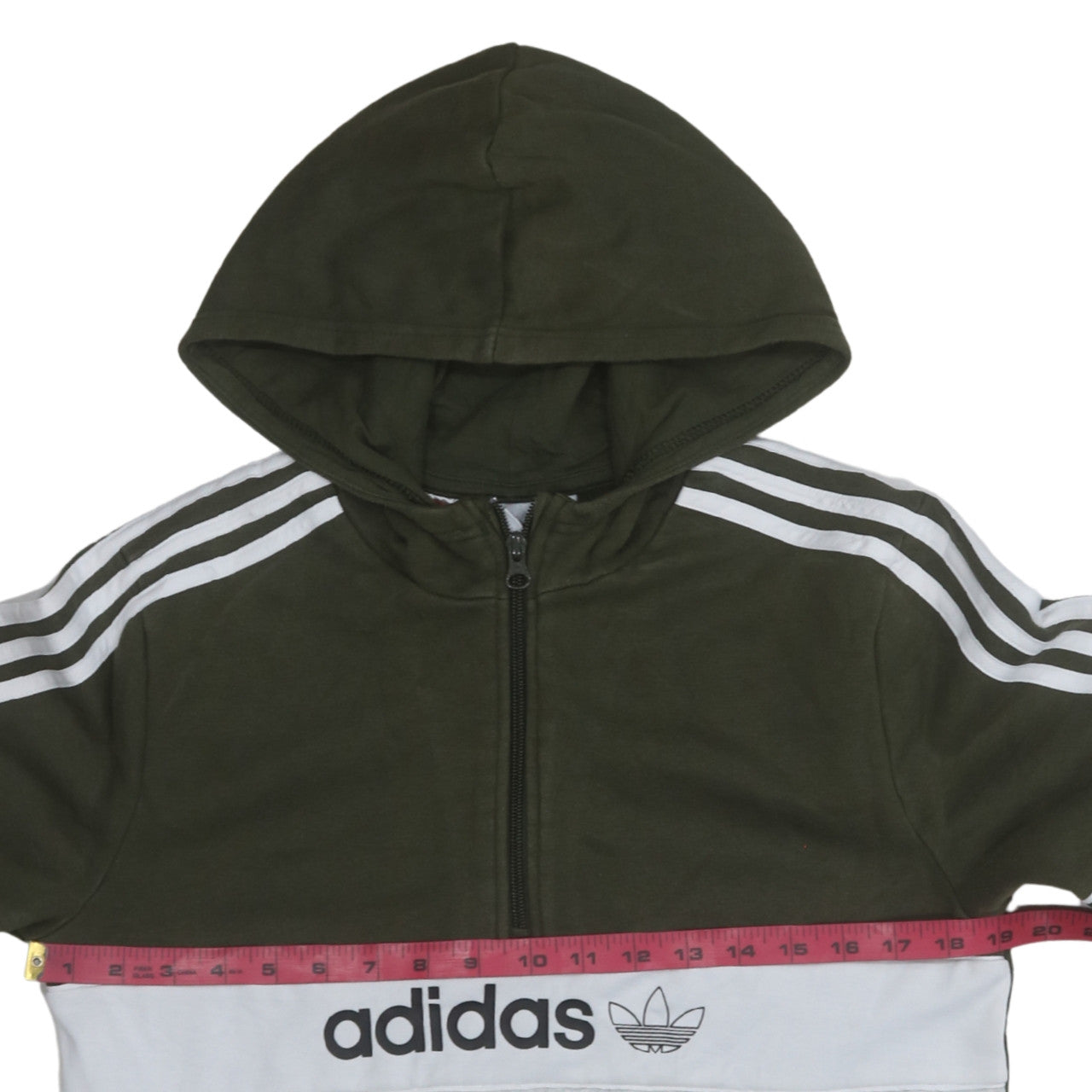Adidas Boys Green & Grey Half Zip Hoodie Sweatshirt XL 15-16 Years