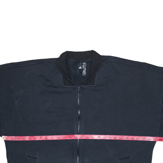 Adidas Women Black Short Sleeve Full Zip Sweatshirt Size 16-18