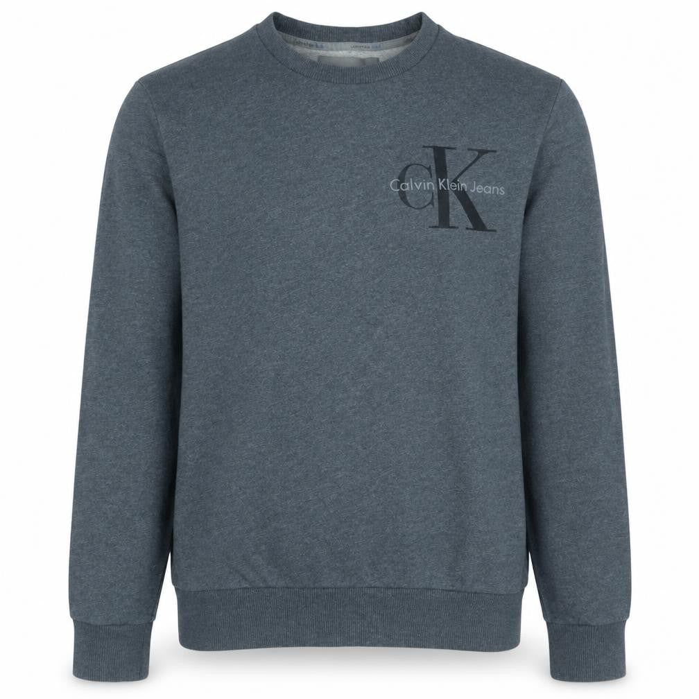 Calvin Klein Jeans Men's Grey Small Logo Crew Neck Sweatshirt
