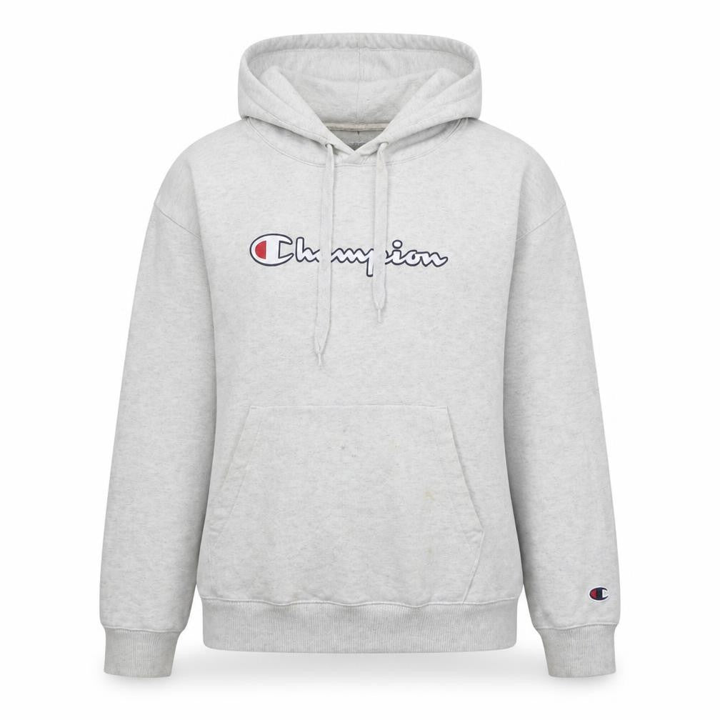 Champion Women's Grey Hoodie Large Pullover Logo Sweatshirt