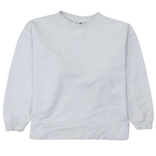 Adidas Women White Crew Neck Pullover Sweatshirt Size 8