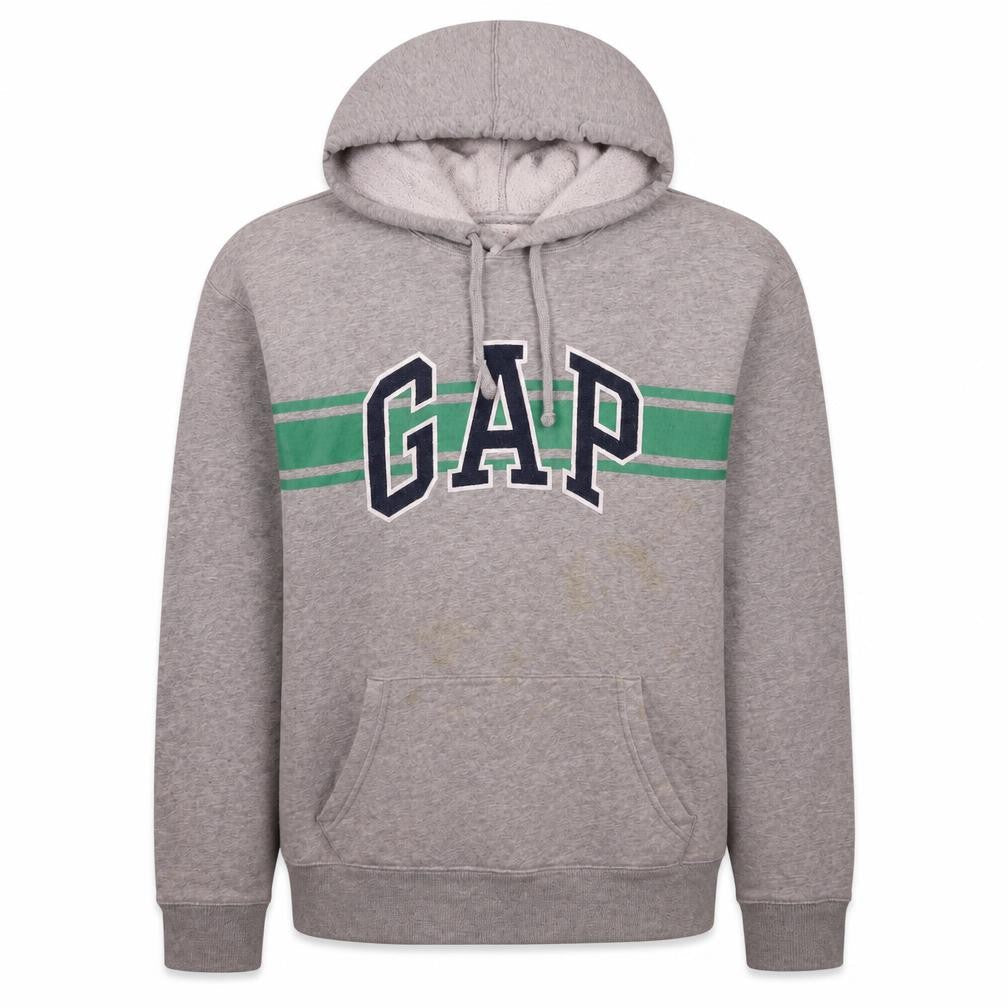 Gap Men's Grey Logo Pullover Hoodie Size L Fleece Cotton Blend
