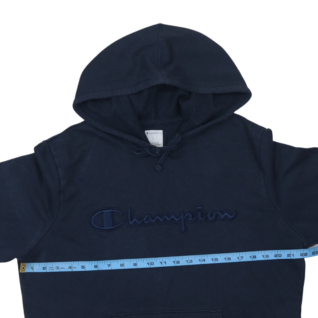Champion Mens Blue Pullover Hoodie L Embroidered Logo Fleece