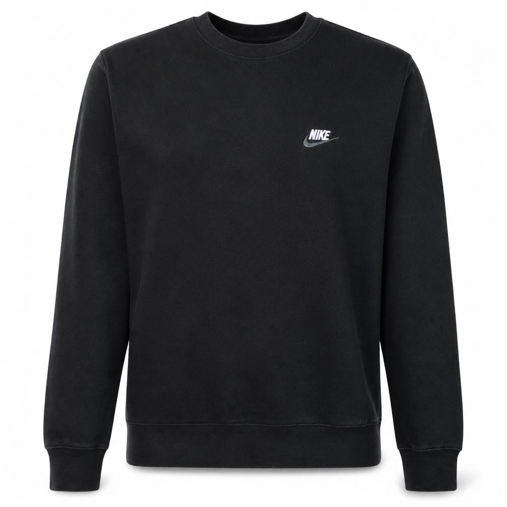 Nike Men's Black Small Pullover Fleece Sweatshirt Crew Neck Logo