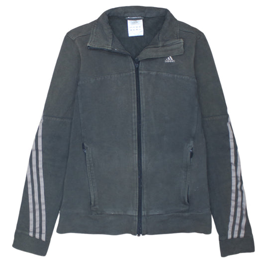 Adidas Womens Black Track Jacket Size 12 Full Zip Cotton Blend